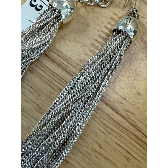 Multi-Strand Silver-Tone Chain Necklace With Polished Ring - Picture 10 of 14